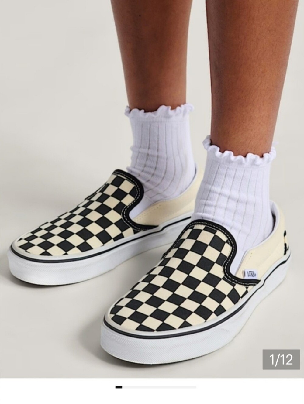 Vans Checkerboard Slip On Sneakers Size 5 Youth Black Off White Canvas